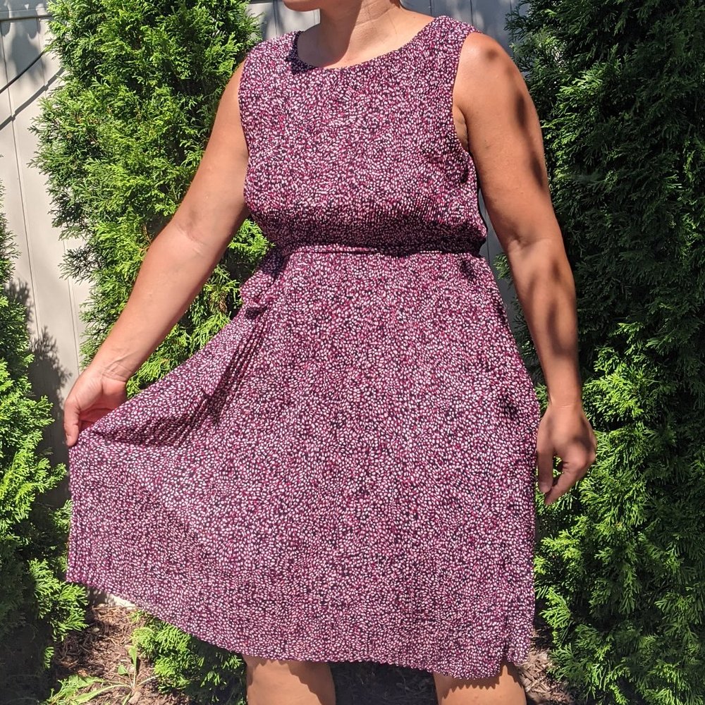 Jacqui-e Multi Pink Dotted Accordion Dress S:10AUS S:6USA